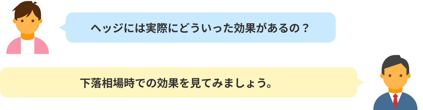 ヘッジには実際にどういった効果があるの?下落相場の場合の効果を見てみましょう