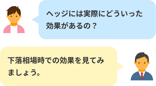 ヘッジには実際にどういった効果があるの?下落相場の場合の効果を見てみましょう