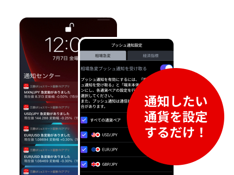 通知したい通貨を設定するだけ！