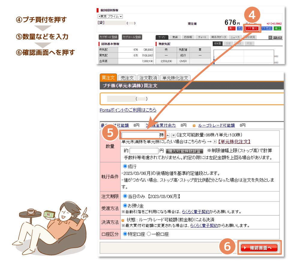 プチ株®の注文方法 PC