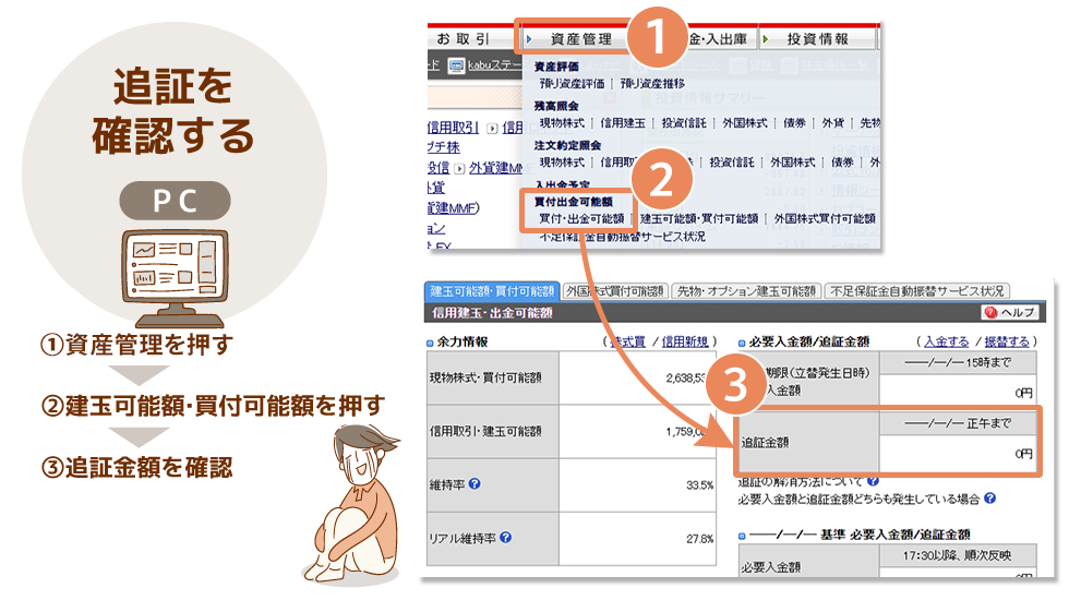 (PC)追証で必要金額の確認方法