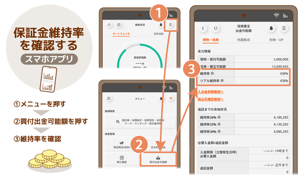 保証金維持率の確認方法　スマホアプリ