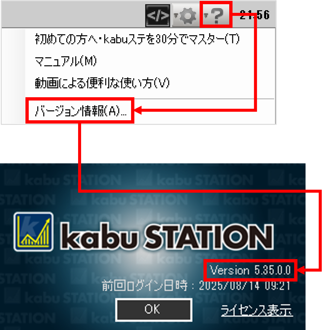 シkabuステーション®画面内のメニューバー右側にあるヘルプマークから確認