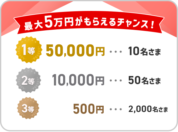 最大5万円がもらえるチャンス！