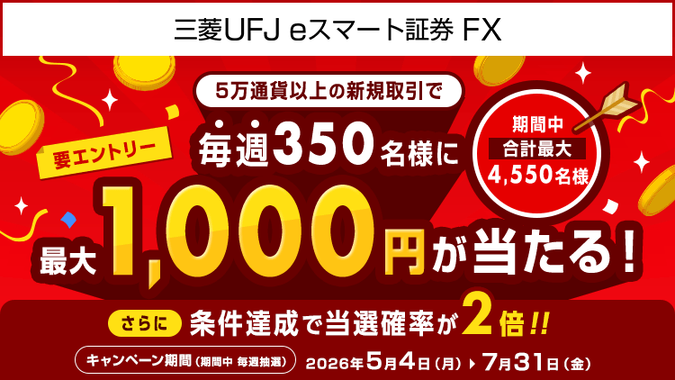 FX 毎週350名様に最大1,000円をプレゼント（要エントリー）