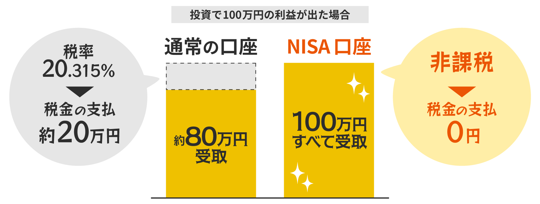 投資で100万円の利益が出た場合