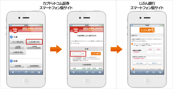 「じぶん銀行決済」画面