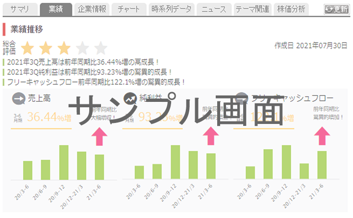 サンプル画面：決算情報（ビジュアル決算）