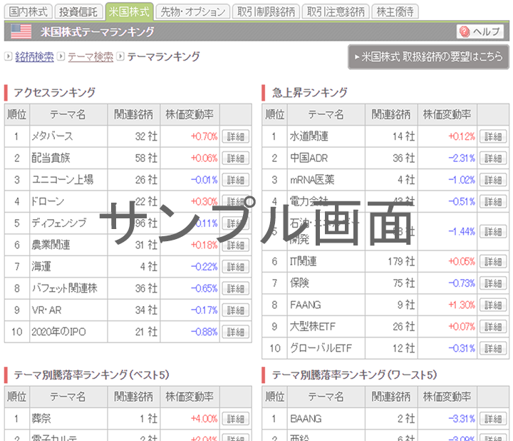 サンプル画面：テーマランキング 