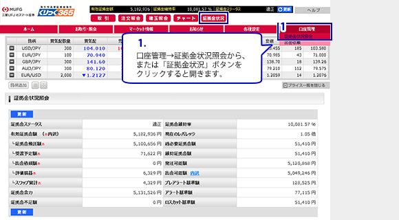 証拠金状況照会