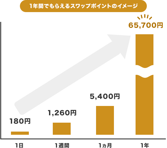 1年間でもらえるスワップポイントのイメージ