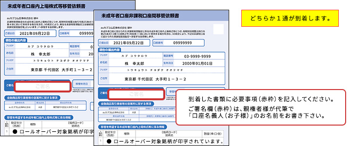 書面のサンプル