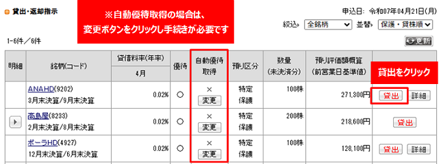 2.「貸出」ボタンを押下。