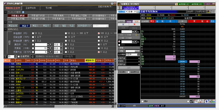 日経平均株価への寄与率の高い銘柄の動向を把握することが可能な「リアルタイム株価予測」が先物取引の手法の拡大をサポートいたします。