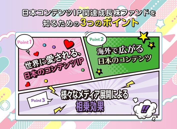 日本コンテンツIP関連成長株ファンドを知るための3つのポイント