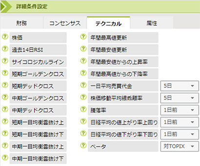 詳細条件（テクニカル）